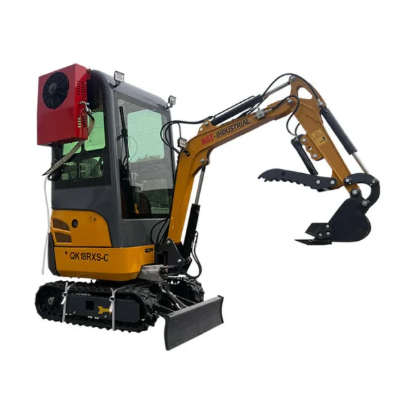 1-ton, Rato Engine Mini Excavator w/Air Conditioning & Enclosed Cab & Side Swing & Hydraulic Thumnb | AGT-QK18RXS-C - Image 2