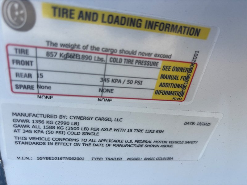 2026 Cynergy 6x10 Enclosed Trailer STD Ramp 3K GVWR - Image 4