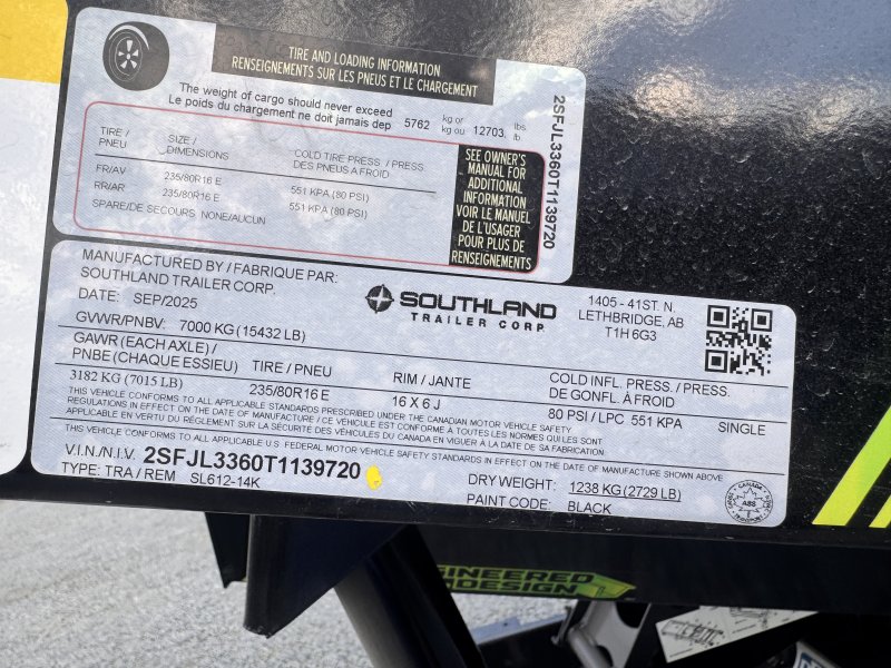 2026 Southland SL612-15K 6x12 Dump Trailer 2' Sides 15K GVWR - Image 2