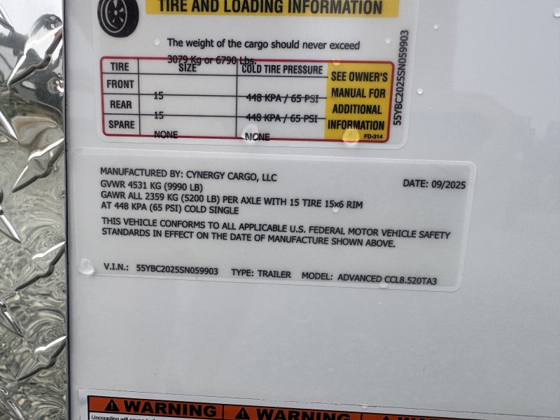 2025 Cynergy 8.5x20 Enclosed Pro Series Slant-V Ramp 10K - Image 2