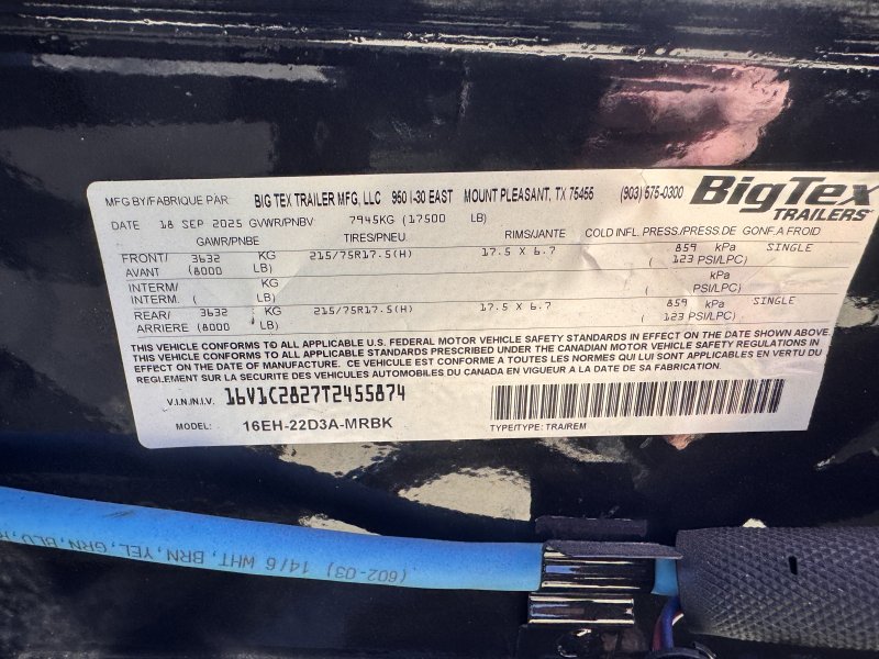 2026 Big Tex 16EH 7x22 Equipment Trailer Mega Ramps 17.6K GVWR - Image 2
