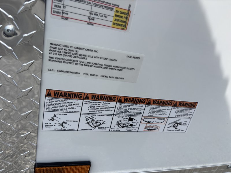 2025 Cynergy 5x10 Enclosed Trailer STD Ramp 3K GVWR - Image 4