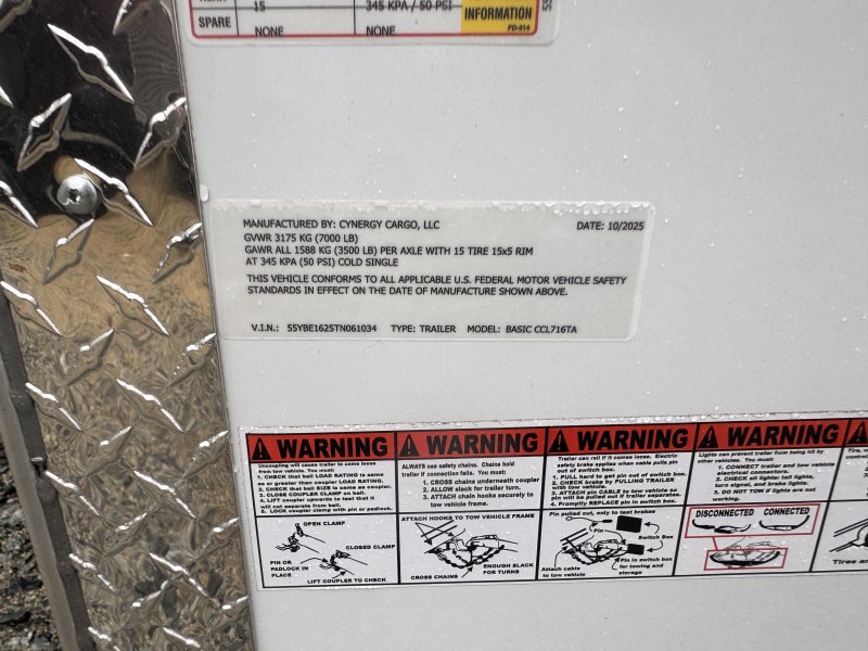 2026 Cynergy 7x16 Enclosed Trailer STD Ramp 7K GVWR - Image 6