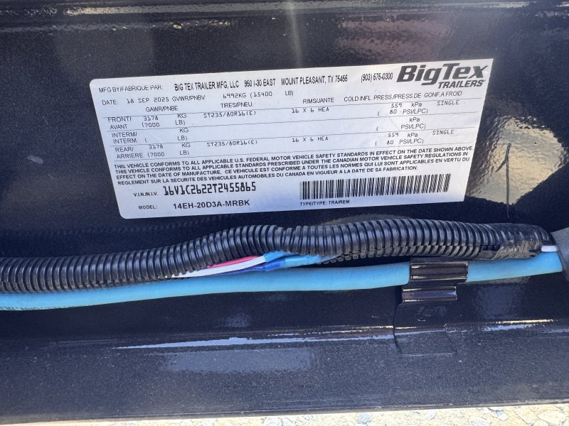 2026 Big Tex 14EH 7x20 Equipment Trailer Mega Ramps 15.4K GVWR - Image 2